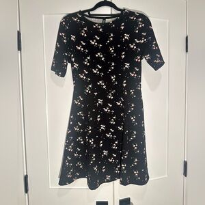 H&M Divided Black Floral Skater Dress